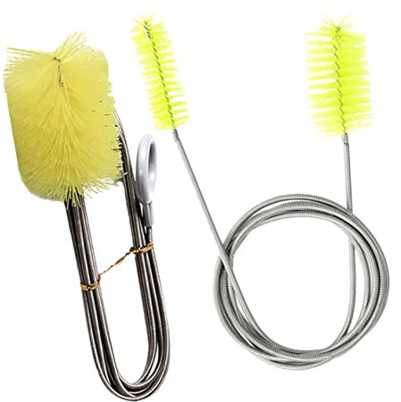 Healeved 2pcs -shaped Brush Aquarium Cleaning Tools Glass Inlet and Outlet Cleaning Brush Spring Drain