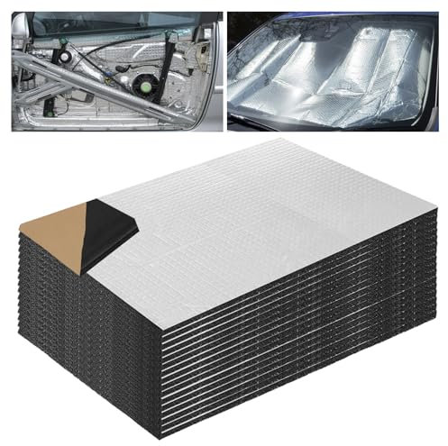 Lot de 15 tapis d'isolation acoustique pour voiture - 400 x 250 mm - 5 mm - Rouleau de tapis autocollant - Tapis d'isolation acoustique - Résistant à l'humidité