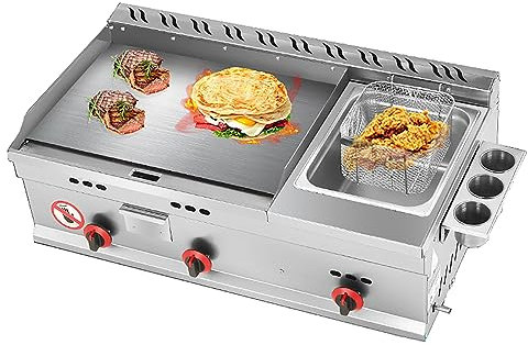 XSDAJSD Plancha de Gas Comercial de encimera, sartén teppanyaki de Acero Inoxidable para Restaurante con Temperatura Ajustable, Cocina a Gas licuado de petróleo (GLP)