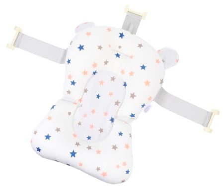 Cojín de Baño para Ñiño Blanco, Malla Flotante Hebilla Ajustable | Algodón, Partículas de Polylon, Soporte Cómodo y Antideslizante, Uso para Recién Nacido, Bañera