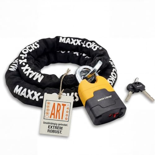 Maxx-Locks Ohura ART 4 Motorschloss/Scooterschloss | Kettenschloss mit 12 mm dicken Schaltern - Art zugelassenes Schloss für Motorrad und Roller & Moped- 200cm