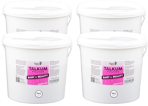 Fipro Minerals TALKUM-PUDER 4x3kg Eimer aus 100% Talk | Kosmetik Talkumpulver fein asbestfrei - Verwendbar Kompaktpuder, Körperpuder, Intimpuder, Fußpuder, Rasierpuder, Gesichtpuder, Talc-Talcu