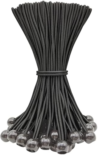 WMZOBH Spanngummis mit Kugel 25cm - 50 Stück Planenspanner mit Kugel, Spanngummi Kurz, Planenbefestigung Zeltgummis mit Kugel, Zelt Gummispanner mit Kugel für Planen Schwarz