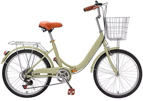 LSQXSS Klapprad für Damen, 7-Gang-Hybridräder, City-Fahrrad mit tiefem Durchstieg, Gepäckträger hinten, City-Pendler-Fahrrad mit Komfortpedalen, Vorder- und Hinterradbremsen