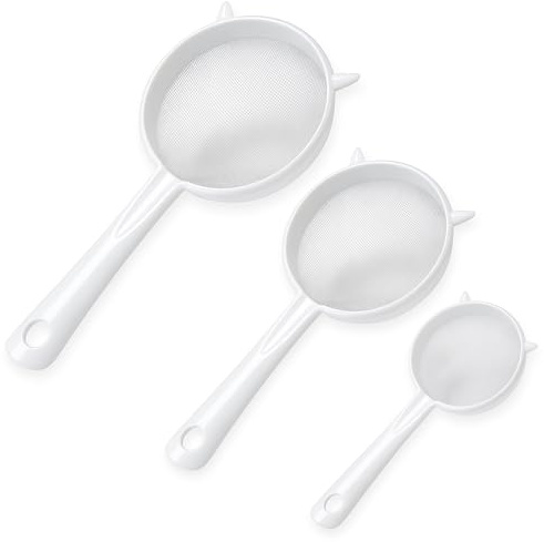 3 Plastiksiebe Küchensieb Kunststoff, Ideal Zum Filtern Von Säften Joghurt Und Kaffee, Praktische Küchenhelfer In 3 Größen (6,5 Cm, 9 Cm, 13,5 Cm)