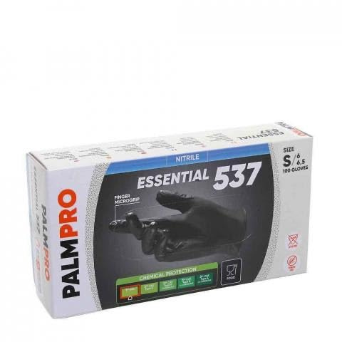 PALMPRO 1000 guanti in Nitrile Neri S senza polvere,senza lattice,ipoallergici, 10 box da 100 guanti monouso per Estetisti,Tatuatori,Ambiti Alimentari,Ambiti Medici