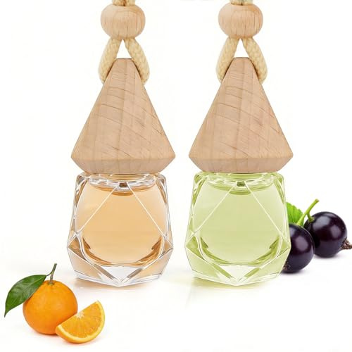 2 Pack Car Air Fresheners Citrus Orange Blossom & Jasmine Cedar Scent, Automotive Air Freshener with 2 Vent Clip, Strong Flower Perfume Car Diffuser Long Lasting up to 60 Days for Men & Women