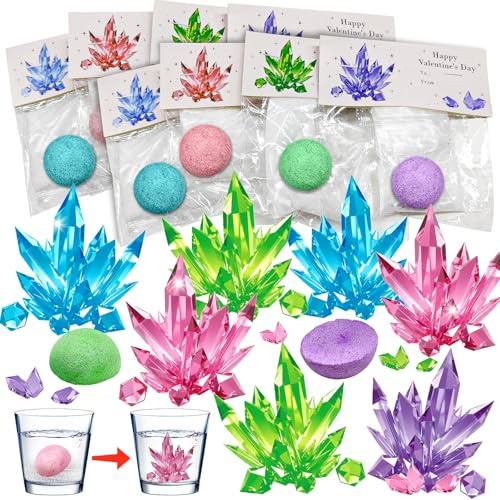rifamee 24 Pack Valentines Day Gifts for Kids Science Kit Planting Crystal Classroom Exchange School Activities Party Favors for Boys and Girls with Card
