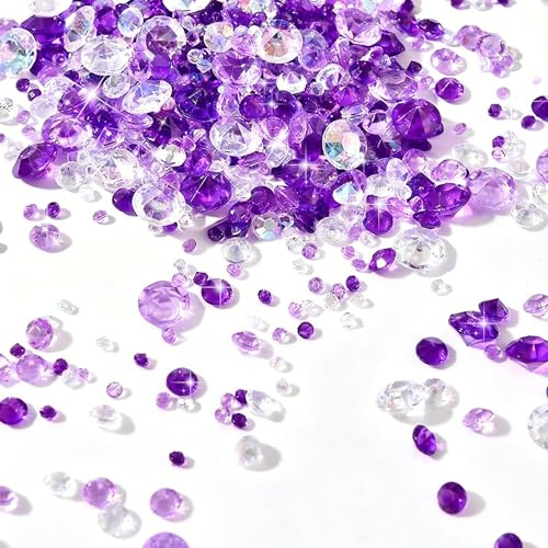 Diamanten Deko, Dekosteine Lila, 4200 Stück, 3 Farben Mix | Robust und Langlebig, ideal für Themen-Geburtstagsfeiern, Abschlussfeiern, Hochzeiten und Jubiläen