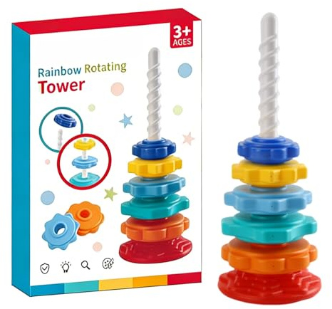 Torre apilable para bebé, juguete apilable Montessori, juguete para niños, juguete de habilidades motoras con 7 piezas de plástico, anillos apilables para niños y niñas para la promoción temprana