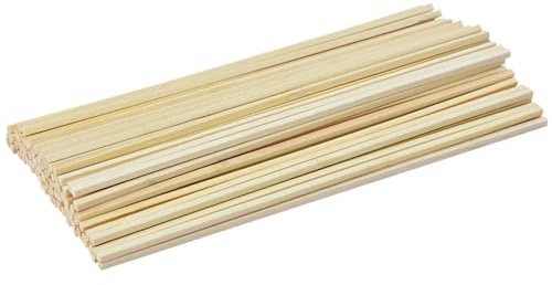 Wood Craft Sticks, Craft Wooden Sticks Balsa Wood 5x5x300mm Multicolor Pack of 100(White)