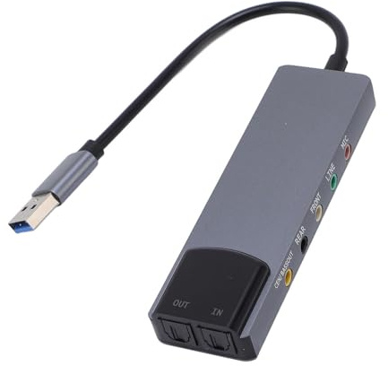 Annadue Carte Son USB, Carte Son Stéréo Externe Compacte 5.1 Canaux Optique SPDIF Adaptateur USB pour, Mac OS9.1, PC, Ordinateur Portable, Ordinateur de Bureau, Casque,