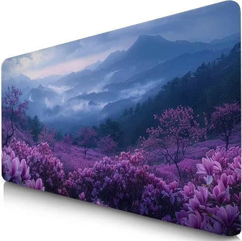 Tapis de Souris XXL 90x40cm Violet Tapis de Souris Gaming, sous Main Bureau Gaming Manoir Accessoire Bureau Base en Caoutchouc Antidérapant Surface Confort, Mouse Pad pour Maison, Ordinateur F0-724