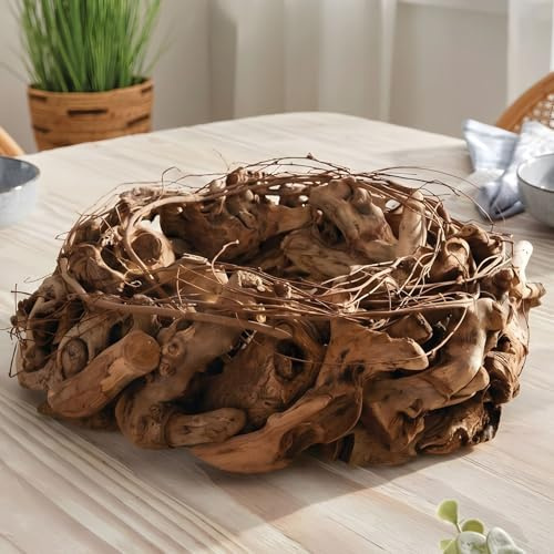 Dekoleidenschaft Couronne en bois de racine en osier, couronne de table Ø 35 cm, couronne décorative, couronne en bois