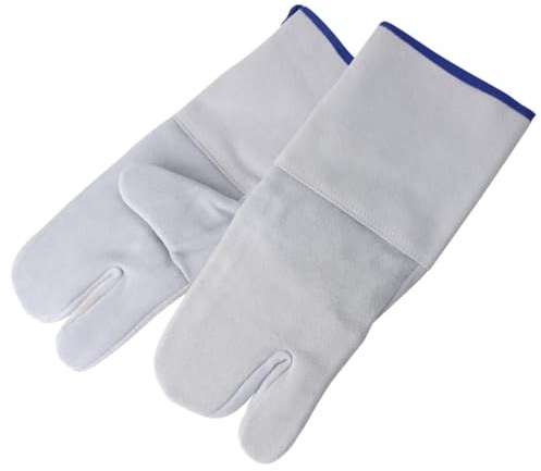 FMprofessional Koch-/Backhandschuhe, hochwertige Ofenhandschuhe aus hitzeresistentem Rindsleder, Topfhandschuhe zum Backen, Kochen und Grillen (Farbe: Grau), Menge: 2 Stück