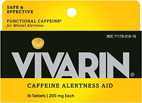 Vivarin, Caffeine Pills, 200mg Caffeine in Each Tablet, Safely and Effectively Helps You Stay Awake, Alertness Aid, Energy Supplement, 16 Tablets - 5 Pack
