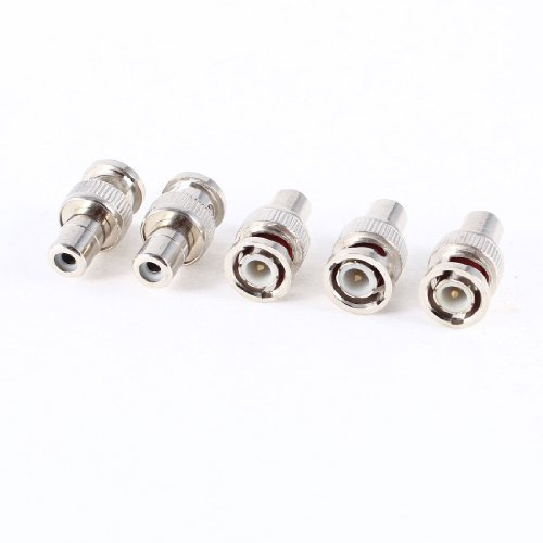 sourcing map 5 Pcs BNC Male to RCA Female Coax Cable Connector Adapter CCTV Camera