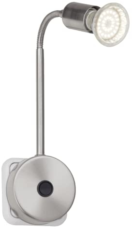 Lightbox LED Wand Strahler - Steckerspot mit Flexarm & warmweißer Lichtfarbe (3000 K) - 37 cm Höhe & 5 cm Durchmesser - GU10 Fassung max. 3 W - Helligkeit 250lm aus Metall in Eisenfarben