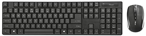 Trust Ximo Tastatur Maus Set Kabellos, Deutsches QWERTZ Layout, Kompakte Funkmaus mit DPI-Taste, USB-Empfänger, 2.4 GHz, Kabellose Tastatur für PC, Laptop, Desktop, Windows, macOS - Schwarz
