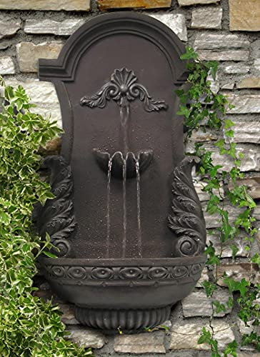 Primrose 83cm Angel Wings Grey Wall Mounted Fountain Self Contained Garden Water Feature
