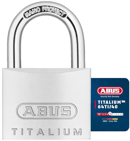 ABUS Titalium 64TI/40 Padlock - Set of 4, keyed Alike - Basement Lock with Lock Body Made of Special Aluminium - Hardened Steel Shackle - ABUS Security Level 5