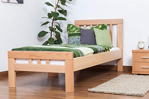 Einzelbett Easy Premium Line K8, Buche Vollholz massiv natur - Maße: 90 x 200 cm