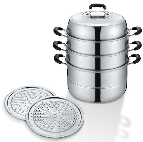 CONCORD 3 Tier Premium Stainless Steel Steamer Set (32 CM)