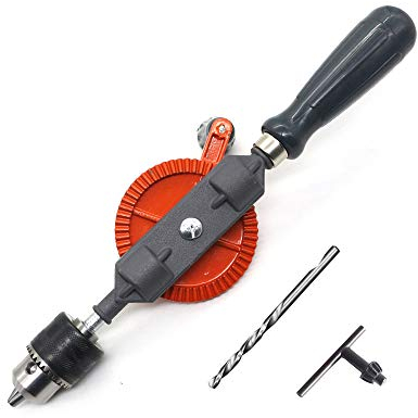 Doppelzahnrad-Handbohrer, Handkurbelbohrer, Bitstrebe 1,5-10 mm,für Holz Bambus Kunststoff PVC Acryl dünnes Metall, mit 1 Bit