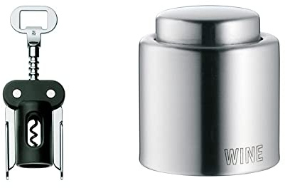 WMF Clever&More Korkenzieher Wein 20 cm, Weinflaschenöffner, Flaschenöffner für Wein und Prosecco & Clever&More Weinverschluss mit Aufschrift, Wein- Flaschenverschluss Ø 2,4 cm