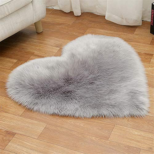 Lammfellimitat Teppich, Lammfellimitat Teppich Longhair Fell Optik Nachahmung Wolle Schlafzimmer Bettvorleger Sofa Matte (Grau,40 * 50cm)