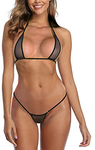 SHERRYLO, Micro Bikini succinto con Perizoma e Reggiseno a Triangolo, provocante, Sexy ed Erotico, Taglia Unica