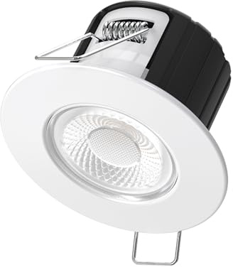 Bright Source ECO5 LED Recessed Dimmable Downlight, 5w, 3000K Warm White, 500lm, IP65 Rated with Bezel, Fire Rated, 55mm Cutout