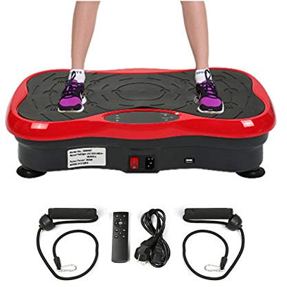 JOSHNESE Plateforme vibrante pour entraînement corporel - Avec Bluetooth et USB - Bandes d'entraînement - Télécommande - Noir et rouge