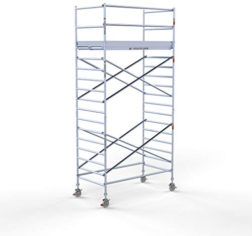 AC Steigtechnik PRO-L 250 Aluminium-Rollgerüst 6m Arbeitshöhe, Konfiguration für Wandstand (6,30 m Arbeitshöhe)