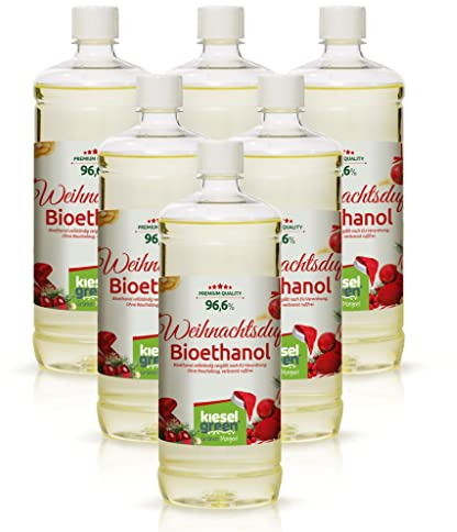 KieselGreen Bioetanolo 6 x 1 litro con Fragranza per Caminetto a Etanolo – Bio-etanolo profumato per Ambienti, molte Fragranze - Profumo per Caminetto a bioetanolo da Interno o da Tavolo WE