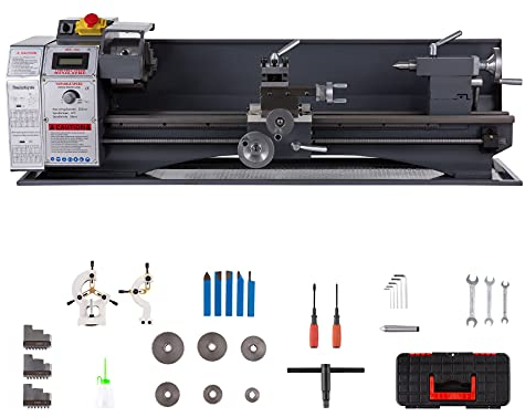 CREWORKS Drehmaschine 1100W Metalldrehmaschine 8,7 x 29,5 Zoll Tischdrehmaschine 220 x 750MM Drehbank Metall 2250 RPM Mini Drehmaschine für Metallbearbeitung Metal Lathe (8,7 x 29,5 Zoll)