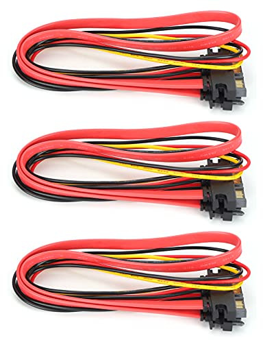 ciciglow SATA-Stromkabel, 10 Stück, Abgewinkelt, SATA 7 Plus 15, 22-polig, SATA-Stecker auf Buchse, Datenstrom-Verlängerungskabel, 50 cm, für die Datenübertragung Externer Festplatten