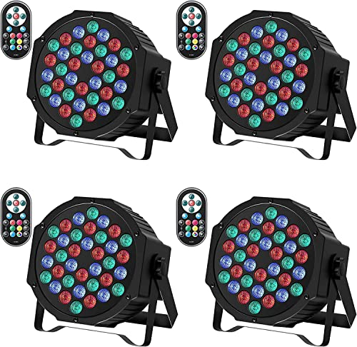 SKSBTF 4 Pack LED Par Strahler 36 LED Bühnenlichter, RGB Discolicht Partylicht 9 Modi mit Fernbedienung und DMX512 Steuerung, Scheinwerfer Beleuchtung für Bar Club Show Hochzeiten Weihnachten