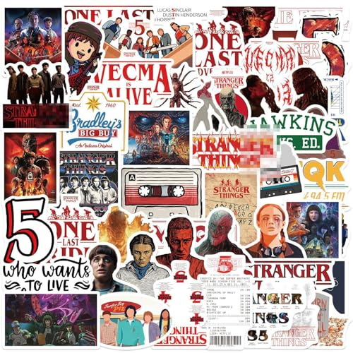 Lot de 50 Strange Funny Thing autocollants émission de télévision pour ordinateur portable, téléphone, planche à roulettes, scrapbooking, cadeaux de pare-chocs pour enfants, adolescents et adultes