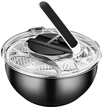 KDXYSL Salad Spinner, Swift Dry Salad Spinner, Large Stainless Steel Unique One-Handed Fast Pump Action/Quick Brake/Non-Slip Base/Easy Cleaning