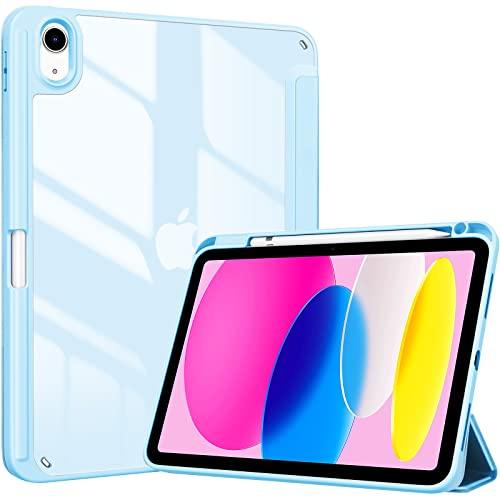 ProCase Hülle für iPad (A16) 11 Generation 2025 | iPad 10 Generation 10,9 2022 Schutzhülle mit Stifthalter Stoßfeste Smart Case Cover Auto Schlafen/Wachen -Himmelblau