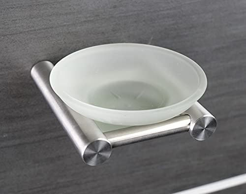 BOURGH Serie Tosca Seifenschale aus gebürstetem Edelstahl - Seifenunterlage mit Wandmontage inkl. Schrauben und Dübel - Seifenhalter für Badezimmer - Bad Zubehör