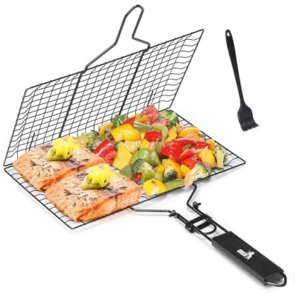 UNCO Stainless Steel Fish & Veg Grill Basket - Black