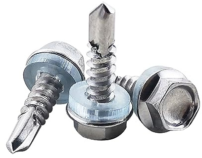 Fajoeda 4.8 X 19MM Sechskant Selbstbohrende Schrauben,60 Stück 410 Edelstahl Selbstschneidende Schrauben mit Kunststoff Unterlegscheiben Hochfeste Schnelle Blechschrauben(16mm bis 38mm verfügbar)