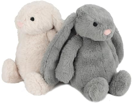 Best Pet Supplies Bunny Buddy Squeaky Plush Dog Toy - Beige & Gray