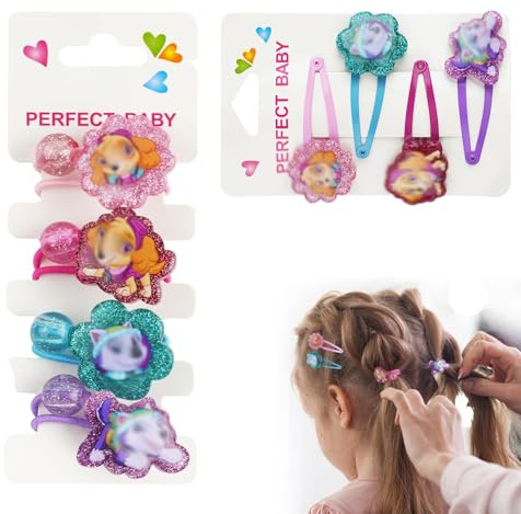 Homefantasy Barettes Cheveux,4 Pièces Barette Bebe, 4 Pièces Chouchou Cheveux Fille,Barrette Bebe Fille,Barettes Cheveux Fille,Enfant Accessoires de Coiffure, pour les Cadeaux de Filles, le Nouvel an