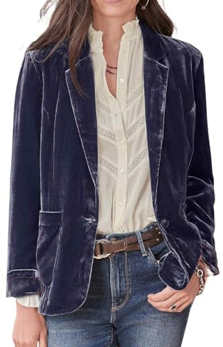 CHARTOU Damen Women Velvet Blazer Jacket Lässiger Blazer