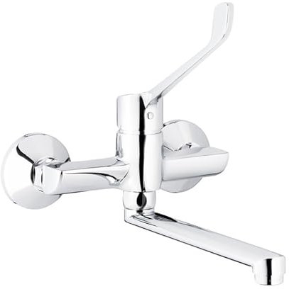 Medizinische Hygienearmatur Küchenarmatur Wandarmatur Spülbecken Küchen Wasserhahn mit langem Hebel, Arztgriff zur Ellenbogen Bedienung, für Klinik, Arztpraxis, Labor und Werkstatt
