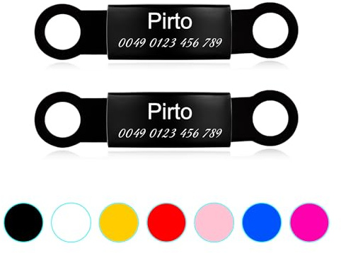 2er Schwarz Silikon Hundemarke mit Gravur Hundemarke Personalisiert Silikon mit Name, Telefonnummer und Adresse Pet Tag ID Anhänger Marke für Hunde und Katzen,S