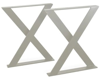 modernLOFTart Tischbeine Grau - Metall X-Form - 2X Tischgestell Flachstahl 100x10 mm - DIY Tischkufen für Wohnzimmertisch, Esstisch - Breite 60 cm, Höhe 72 cm